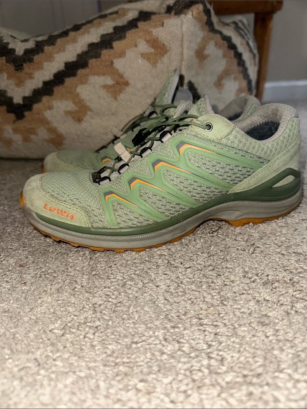 Lowa Clay Green and Orange Gortex Trail Shoes